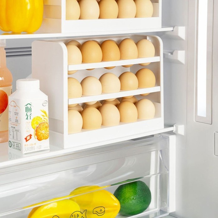 Flip Egg Organizer / Rak 3 Susun Pintu Penyimpan Telur Untuk Kulkas