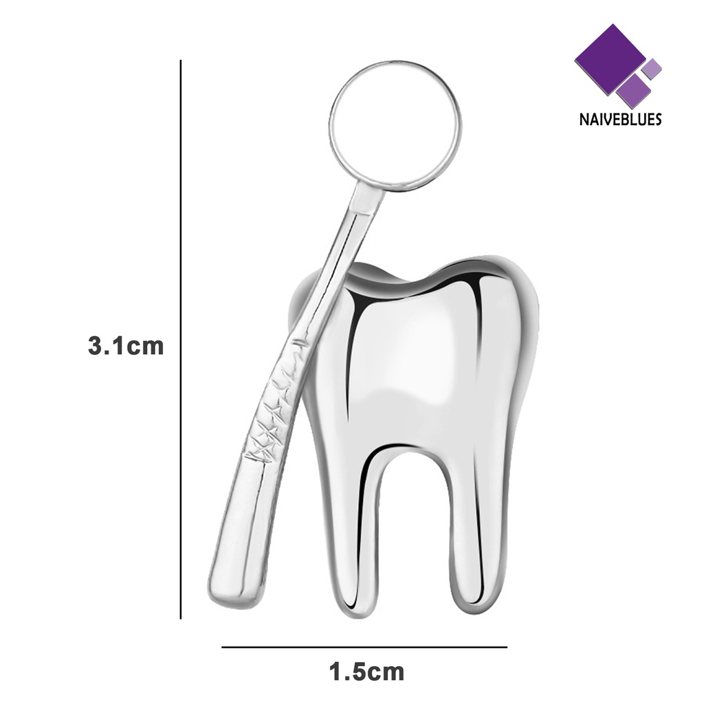 &lt; Naiveblues &gt; Lencana Bros Warna Emas/Perak Seri Gigi Lucu Pin Alloy Dekorasi Elegan Gigi Kesehatan Mulut