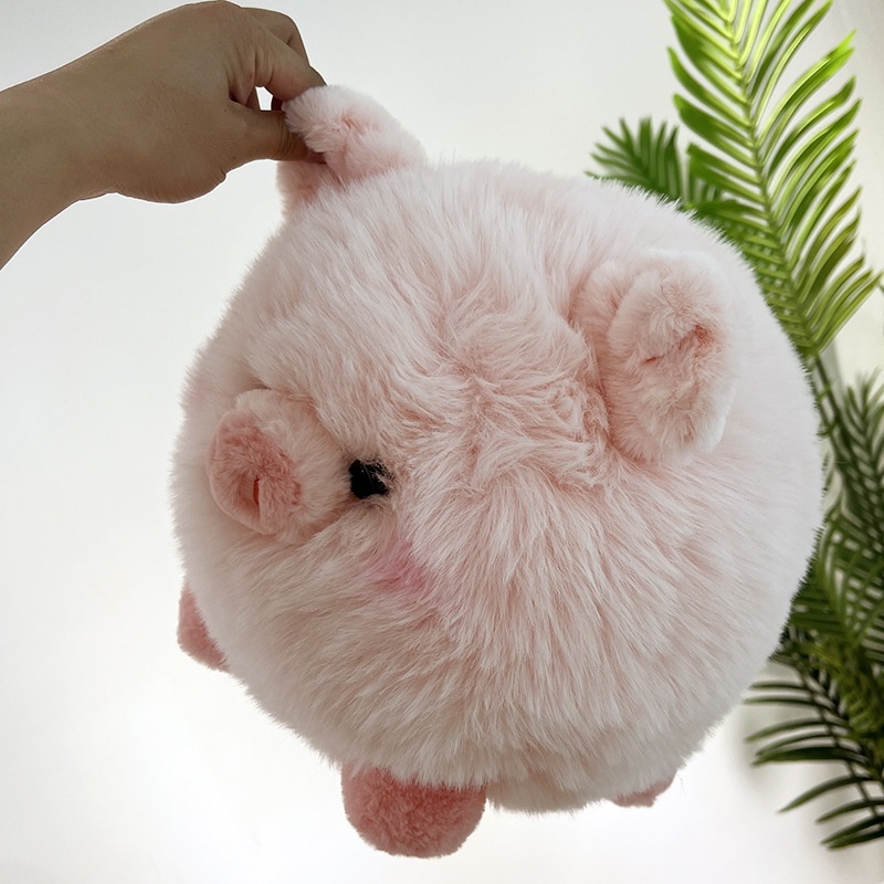 Bantal Piggy Mewah Lucu Mainan Boneka Bentuk Bola Pink Berambut Panjang Untuk Anak