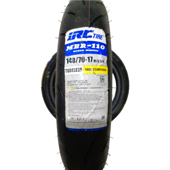 Ban Motor Sport Tubeless IRC MBR 110 Ukuran 140 70 Ring 17 Tubeless