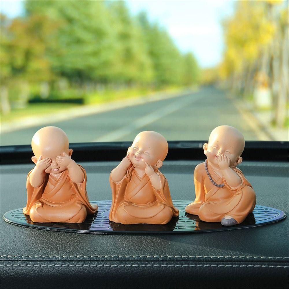 Lanfy Status Monk Kecil Kreatif Dekorasi Rumah Agama Buddha Mobil Ornamen Meja Miniatur Mobil Dekorasi Monk Ornament