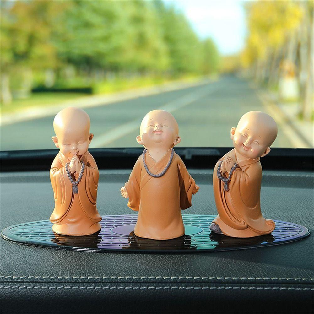 Lanfy Status Monk Kecil Kreatif Dekorasi Rumah Agama Buddha Mobil Ornamen Meja Miniatur Mobil Dekorasi Monk Ornament