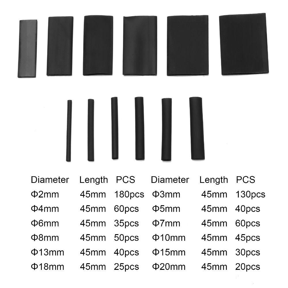 TOP 715pcs Heat Shrink Tubing Pelindung Kabel Water-proof Industrial Heat-Shrink Tubing Rasio 2:1