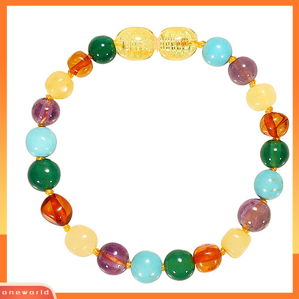 [ONE] Anak-anak Warna-Warni Batu Amber Alami Manik-Manik Gelang Kalung Handmade Perhiasan Hadiah