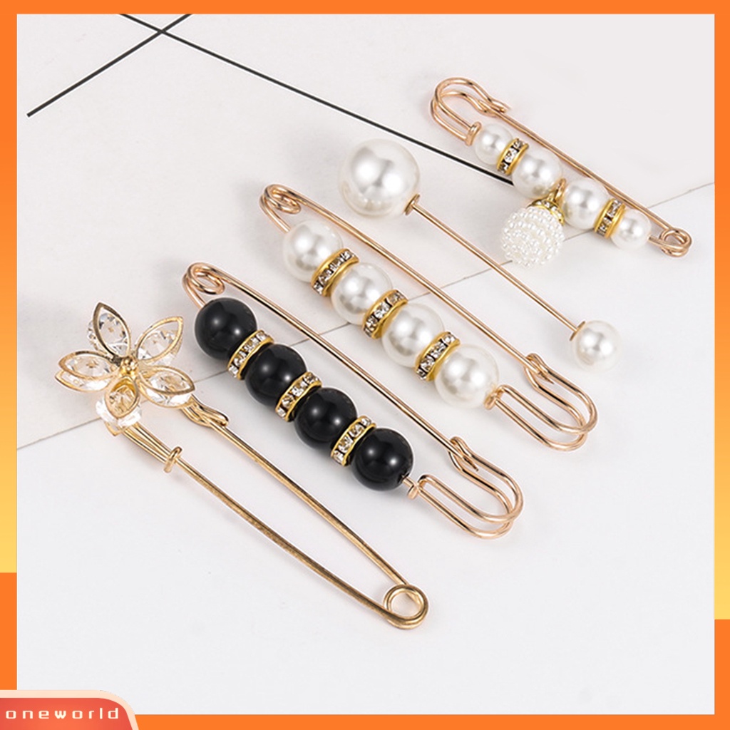 [ONE] 6 Pcs Gesper Pinggang Bebas Paku Tidak Jahitan Lebar Mengkilap Menggunakan Dekorasi Membuat Lebih Ketat Wanita Perempuan Mutiara Imitasi Bros Pin Aksesoris Pakaian