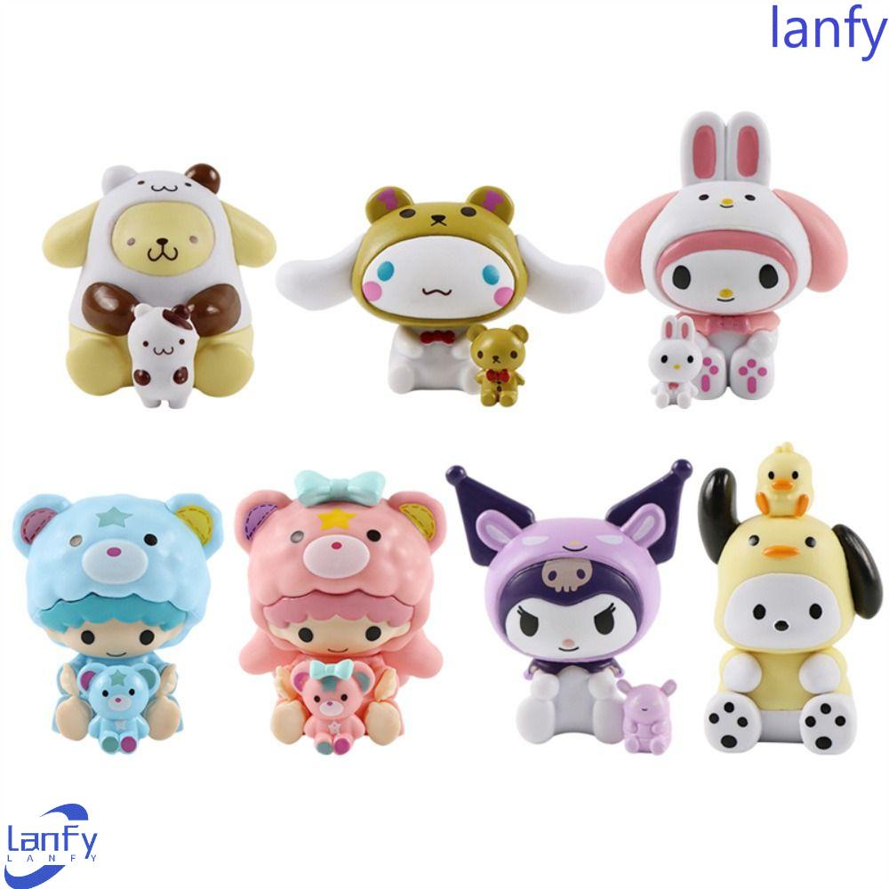 Lanfy Action Figure Hadiah Untuk Anak 7pcs/1set Pachacco My Melody Cinnamoroll Dekorasi Kue Figuren Doll