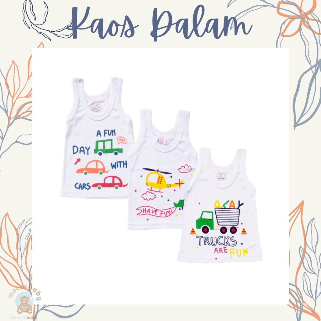 MBSS - SINGLET Harian Karakter Anak Kids SIZE 0-3 Tahun / Kaos Dalam Motif Kartun Unisex SS3