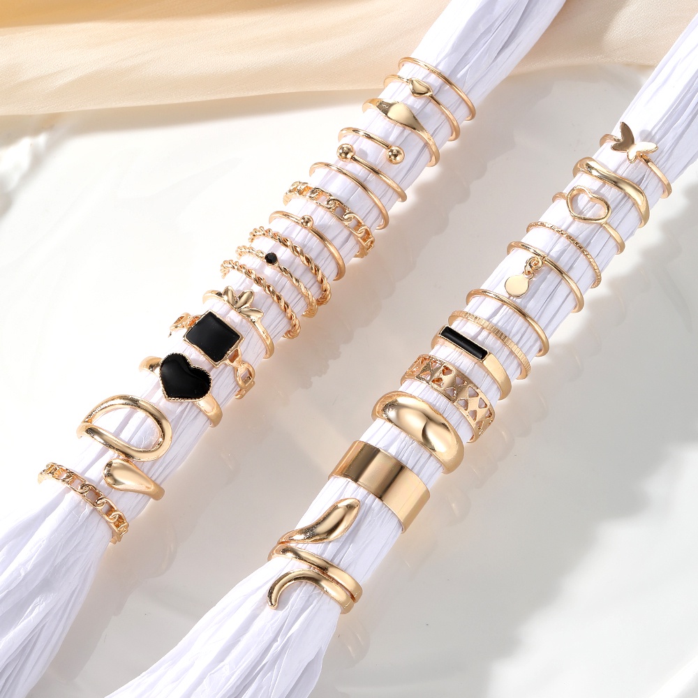 27 /24 Pcs New Mode Daun Tetes Lem Kupu-Kupu Mawar Hitam Drop Lem Jantung Persegi Cincin Jas Perhiasan Cocok Untuk Anak Laki-Laki Dan Perempuan