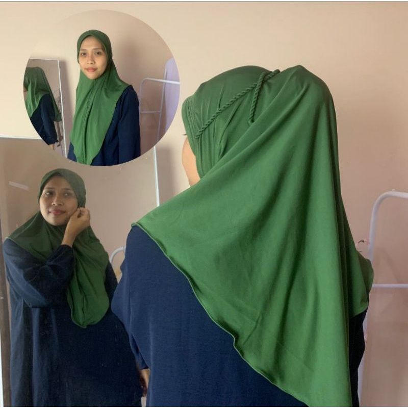 Hijab Bergo Jersey  Tali Kepang /Ulir Hijab Instant Jersey Premium