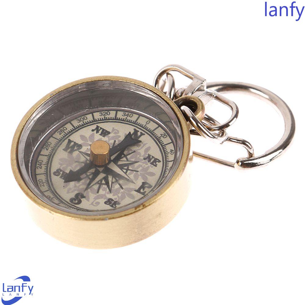 Lanfy Kompas Mini 1pcs Outdoor Survival Zinc Alloy Pendant Peralatan Panjat Gantungan Kunci Alat Navigasi Vintage Key Ring