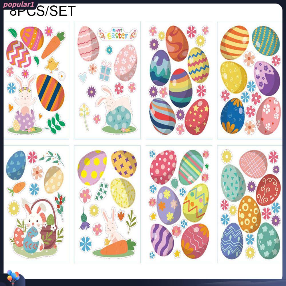 Populer 8Pcs/Lot Paskah Dekorasi Rumah Pesta Dekorasi Jendela Stiker Bunny