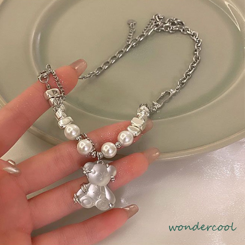 Kalung beruang rumbaimutiara rantaitulang selangka kepribadian angin sejuk yang manis dan sejuk perempuan-Won