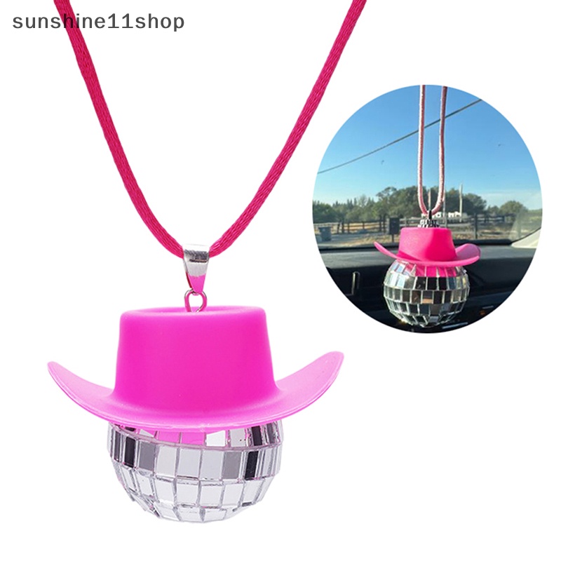 Sho 1PC Topi Koboi Pesona Mobil Spion Gantung Disco Ball Aksesoris N