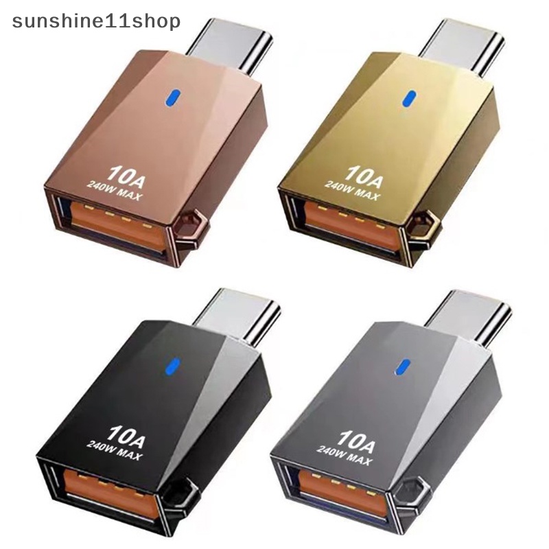 Sho Adaptor OTG 10A 240W MAX Tipe-C Ke USB 3.0 Pembaca Kartu Dengan Lampu Untuk Laptop N