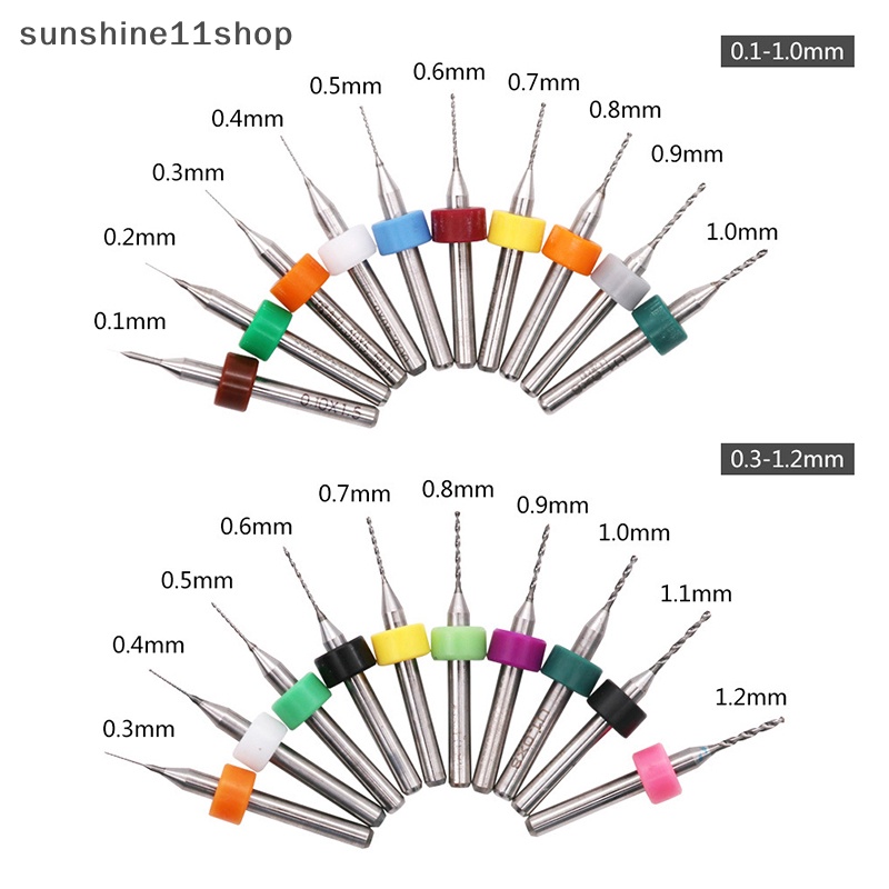 Sho 10pcs /Set 0.1mm-1.2mm Kualitas Tinggi Paduan Keras Papan Sirkuit Cetak PCB Carbide Micro Drill Bits Alat 0.1mm 1.2mm N