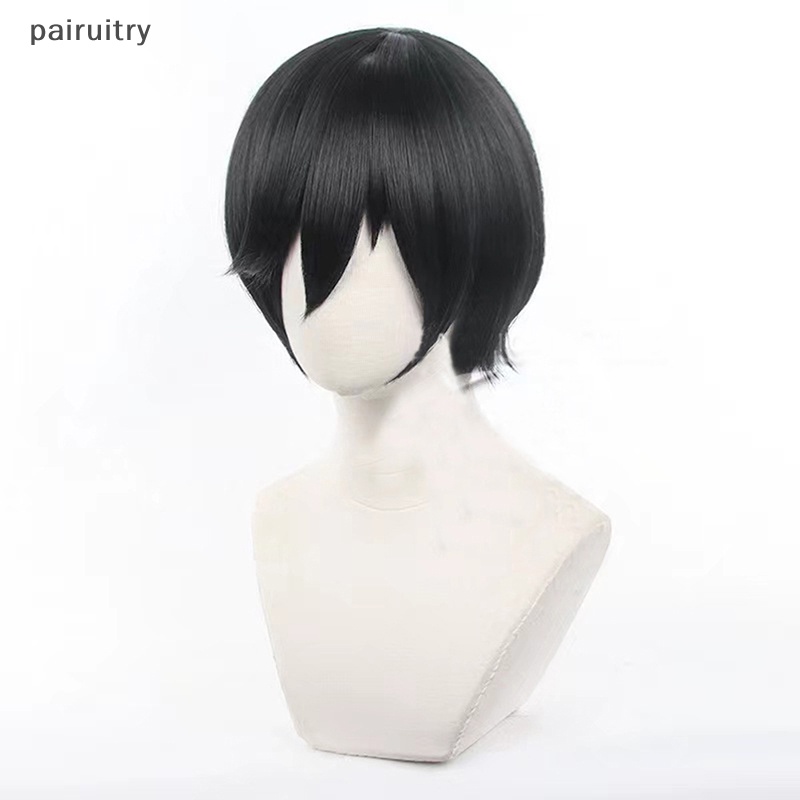 Wig Cosplay PRT Rin Itoshi BLUE LOCK Itoshi Rin Wig 30cm Hijau/Hitam Cosplay Anime Cosplay Wig Tahan Panas PRT