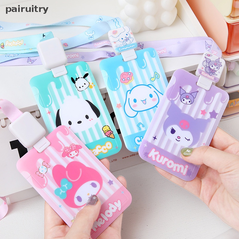 Prt Random Kartun Kuromi Purin Dog My Melody Lucu Siswa Kartu Makan Bus Card Holder Id Card Tempat Penyimpanan Kredit Gantungan Kunci Liontin PRT