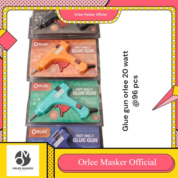 GLUE GUN ORLEE 20w, ALAT LEM TEMBAK WARNA PASTEL BAGUS TAHAN LAMA