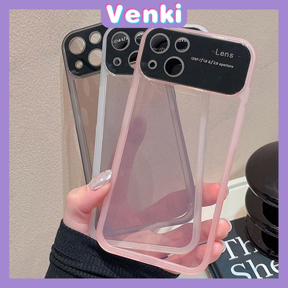 VENKI - Casing iPhone Tampilan Besar Soft Case TPU Akrilik Perlindungan Kamera Casing Bening Bisnis Mewah Hitam Merah Muda Putih Kompatibel dengan iPhone 14 Pro Max 13 Pro Max 12 Pro Max 11 Pro