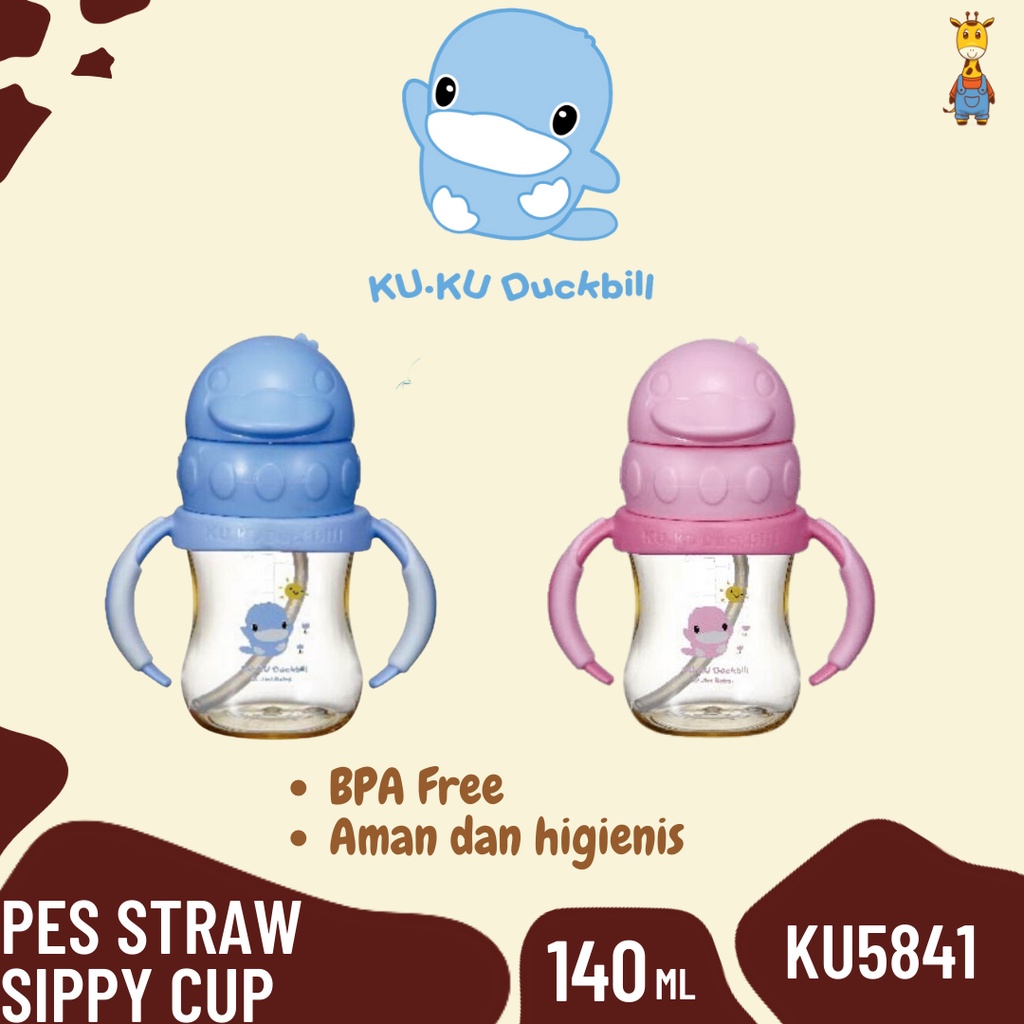 Kuku Duckbill PES Straw Sippy Cup 140ml KU5841 / Botol Minum Sedotan