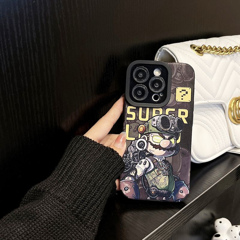 Lamb Skin Cool Mechanical Mario Soft Case IPhone 7 Plus 8 Plus X XS XR XS Max 11 13 12 14 PRO Max 14 Plus SE Phone Case Girl Men Man' Fashion