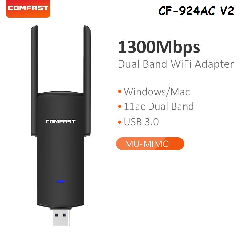 AKN88 - COMFAST CF-924AC V2 - 1300Mbps Dual-band Wireless USB Adapter