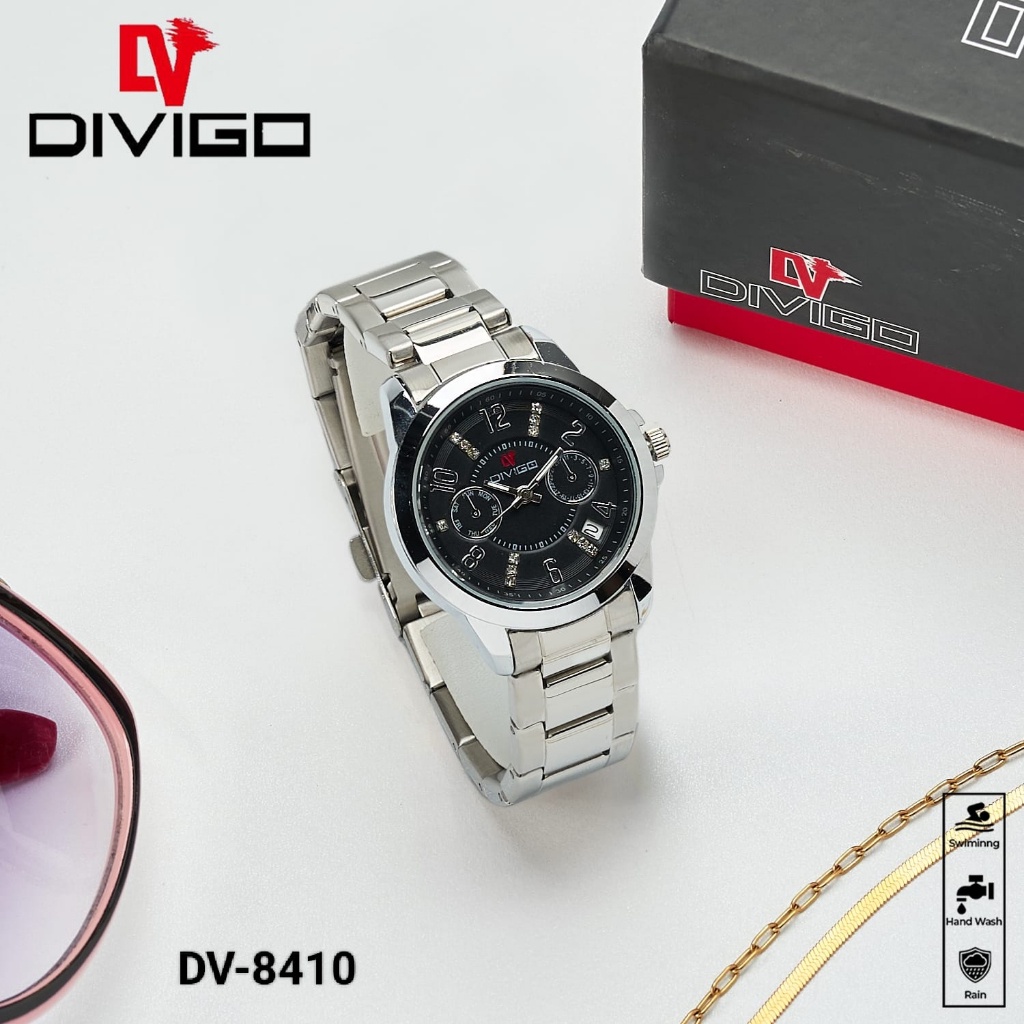 Jam tangan Wanita Divigo Dv-8410 Original Rantai Staintless Dijamin Tahan Air 3ATM