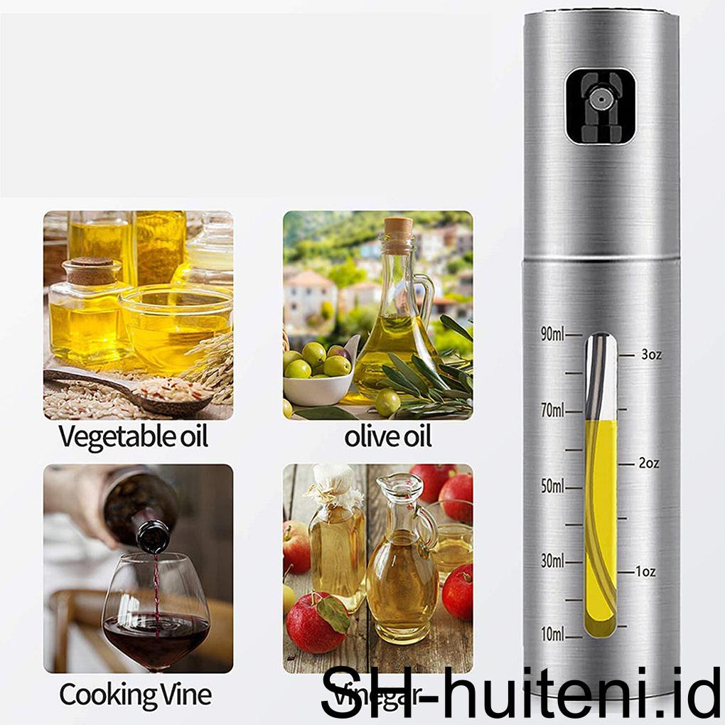 Botol Sprayer Minyak Dapur 100ml BBQ Memanggang Mist Dispenser Graduated Pump Spray Stainless Steel Kaca Peralatan Rumah