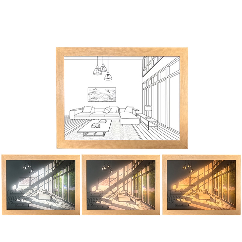 Ins Sunset Shadow Painting Frame Light Night Light Painting Wall Art Untuk Menghias Hadiah Ruang Tamu Anda