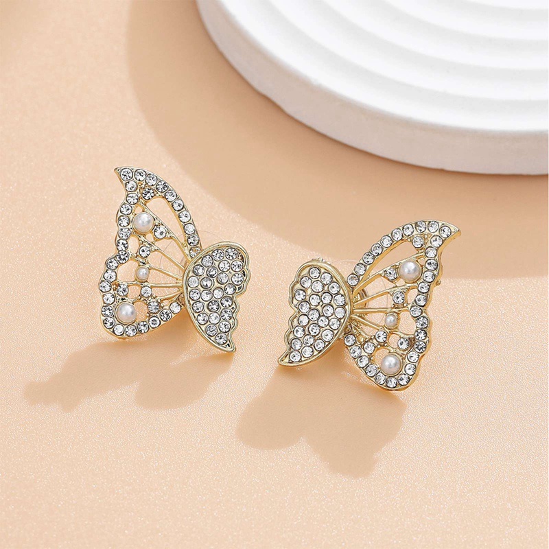 Baru Korea INS Indah Mosaik Zirkon Mutiara Kupu-Kupu Pejantan Anting Cahaya Mewah Temperamen Anting Fashion