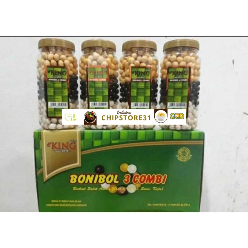 

New Cokelat biskuit D'king Bonibol Coklat Combi Pelangi dan Balado isi 4 toples