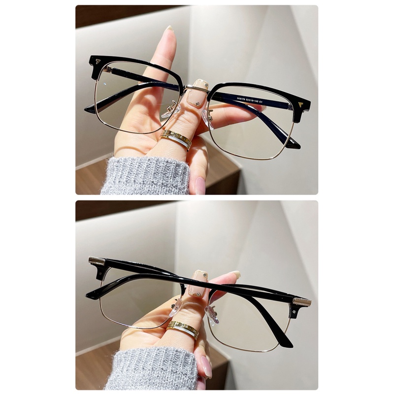 Kacamata Bisnis Pria Wanita Lensa Anti Radiasi Half Frame Replaceable