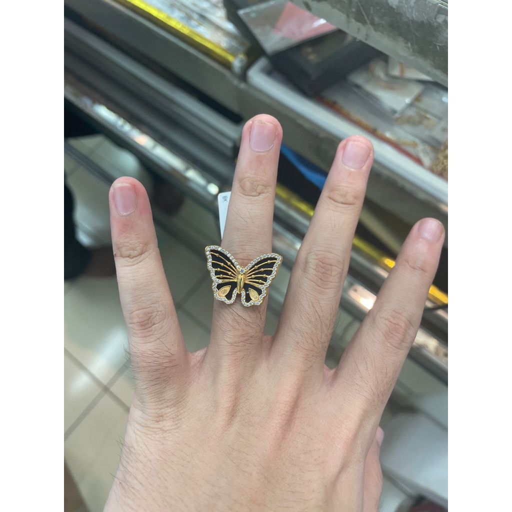 Cincin kupu wanita dewasa elegan kadar 375 besar