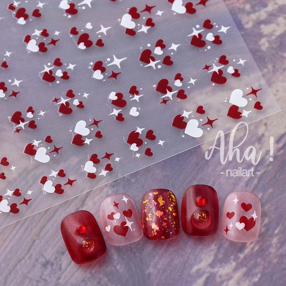 Needway Stiker Kuku Hati Aha Nail Art Ins Style Star Hollow Heart Korea Nail Art Dekorasi Nail Art