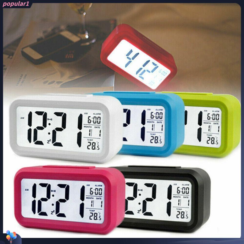 Jam Weker Populer Bedside Table Mode Siang Malam Backlight LED Digital