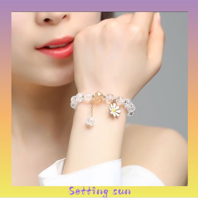 CODG✨Gelang Daisy Rumbai Bunga Kristal Korea Wanita / Manik Kristal Bracelets Untuk Wanita Perhiasan Aksesoris SE