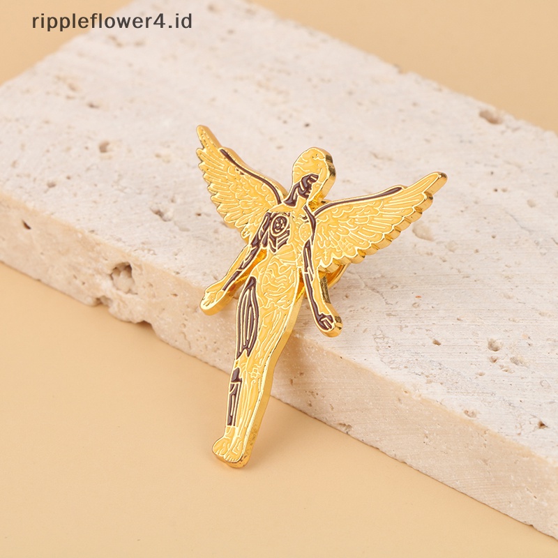 {rippleflower4.id} Enamel Pin Golden Angel Badge Decoration Dekorasi Desktop Lucu Musik Rock Perhiasan Teman Cowok Pacar Dewasa Anak Hadiah Patung Kebebasan Bros~