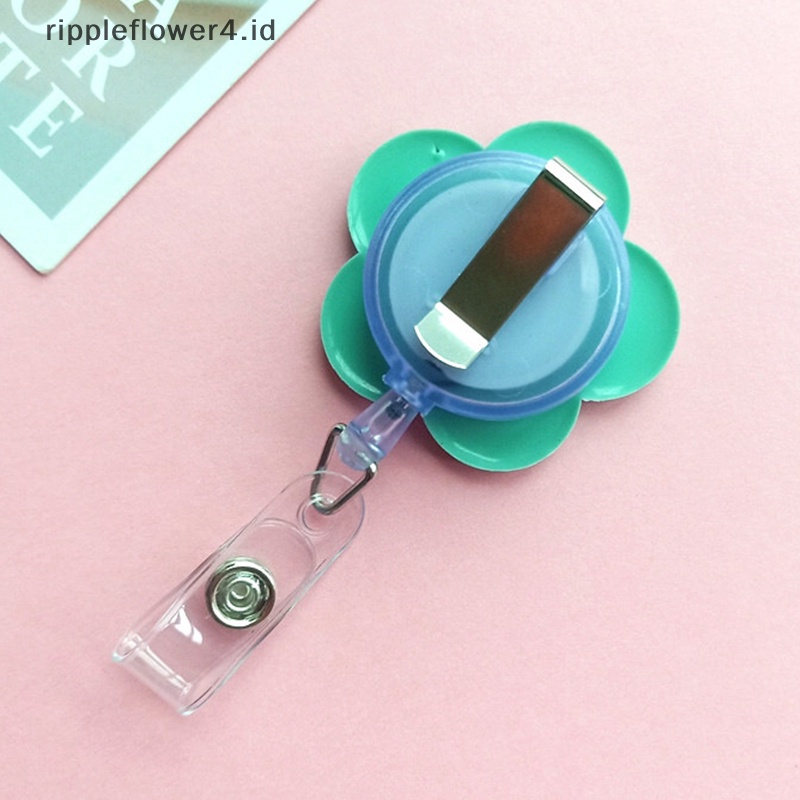 {rippleflower4.ID} Kualitas Tinggi Silikon Ditarik Pemegang Lencana Perawat Klip Lencana Gulungan Klip Berbentuk Bunga Siswa Tag Nama ID Card Holder Lanyards Aksesoris~