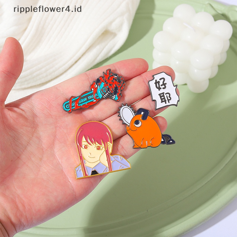 {rippleflower4.id} Jepang Dan Neraka Maskot Enamel Pin Rantai Man Makima Pochita Bros Kerah Lencana Ikon Anime Perhiasan Hadiah Kartun Enamel Badge~