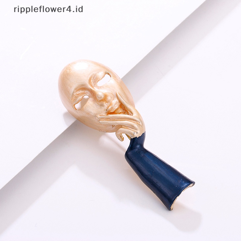 {rippleflower4.id} Fashion Enamel Tangan Wajah Bros Kerah Klip Lencana Pin Wanita Pria Perhiasan Hadiah~