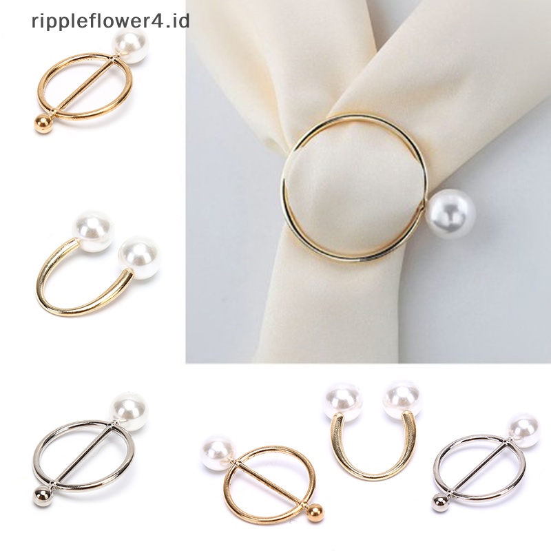 {rippleflower4.id} Mutiara Bros Pin Syal Sutra Gesper Wanita Selendang Syal Klip Perhiasan Aksesoris~