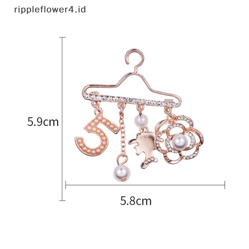 {rippleflower4.id} 1pc Disepuh Rose Gold Bunga Mutiara Berlian Imitasi Mini Gantungan Pin Kreatif DIY  ~