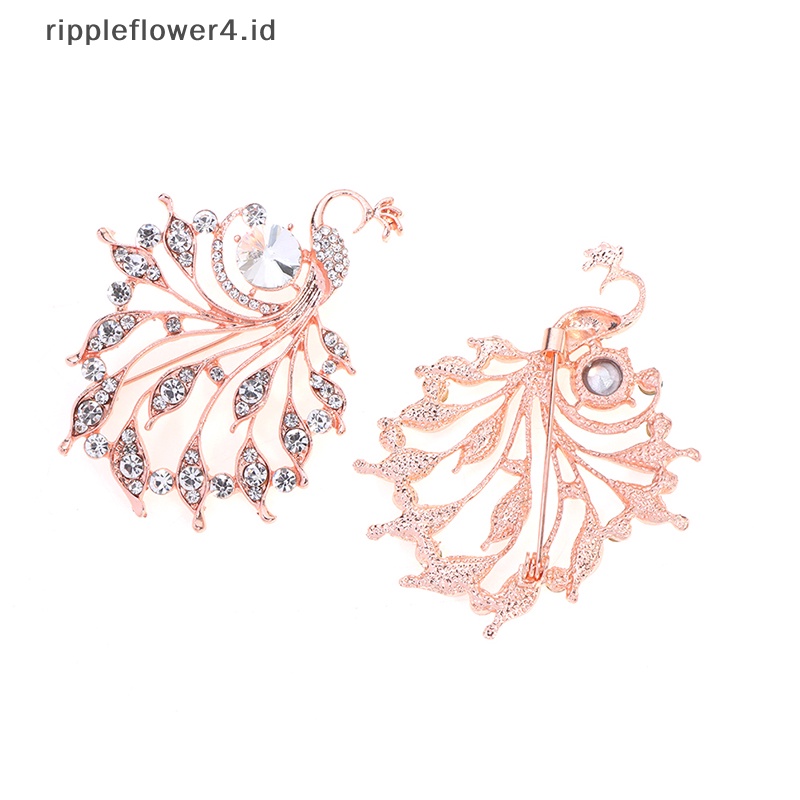 {rippleflower4.id} 1pc Bros Merak Berlian Imitasi Untuk Wanita Kantor Pakaian Santai Bros Pin Hadiah~