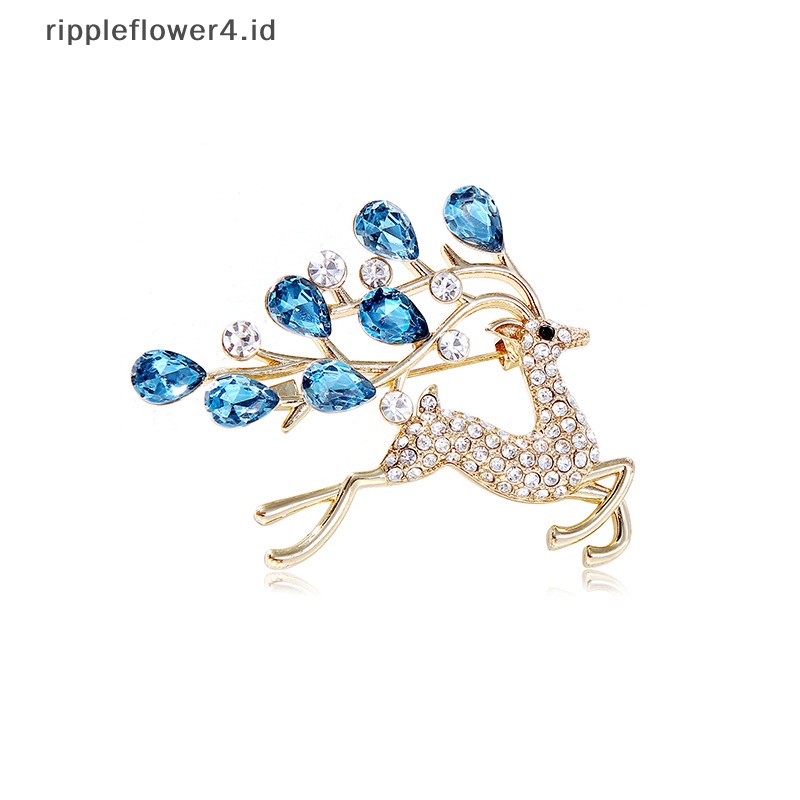 {rippleflower4.id} Reindeer Brooch Pin Untuk Wanita Berlian Imitasi Mengkilap Hewan Bros Pin Sika Lucu Rusa Bros Kerajinan Hadiah~