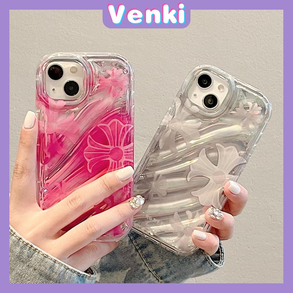 VENKI - Untuk iPhone 11 iPhone Case Laser Reflektif Bening Phone Case TPU Soft Shockproof Airbag Case Simple Cross Kompatibel dengan iPhone 14 13 Pro max 12 Pro Max XR XR 7Plus 8Plus