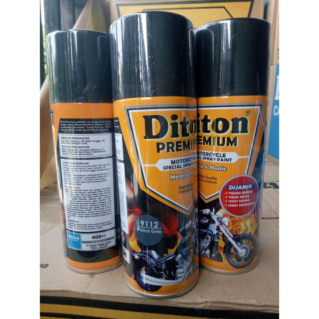 Pilok Diton Premium Premium Police grey 9112 400cc Pilox Abu tua abu abu cat semprot tahan bensin cat semprot diton premium