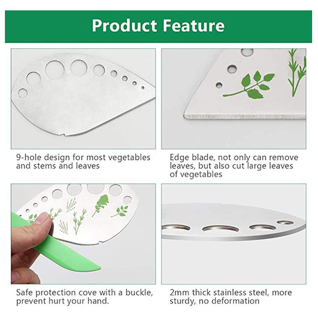 9lubang Herb Leaf Slicer Stripper Stainless Steel Dapur Sayur Remover Stripping Alat Pengupas Kangkung Sayuran Thyme Rosemary