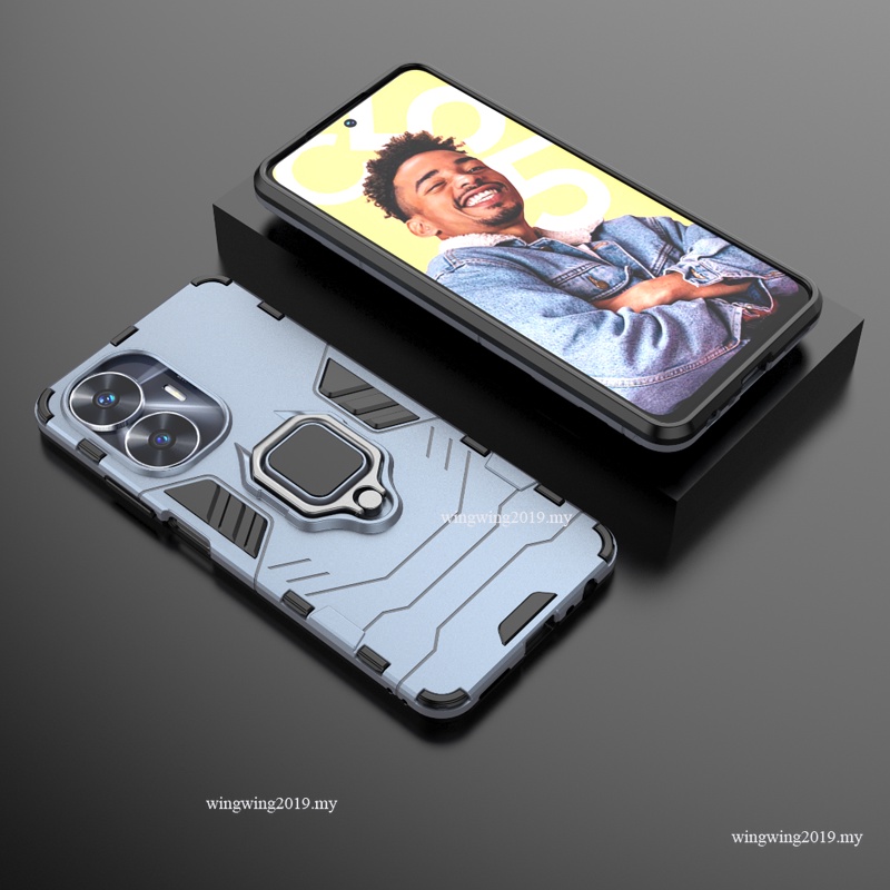 Shockproof Armor Case Untuk Realme C55 Cases Stand Holder Magnetic Phone Back Cover Untuk OPPO Realme C55 Tritone