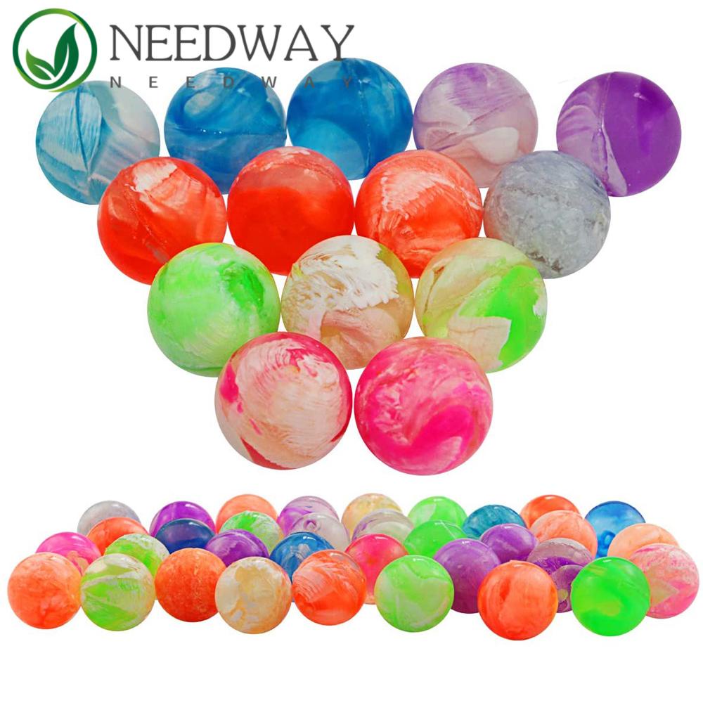 Needway   Bola Pantul Mainan Bola Mainan Mini Lucu Swirl Karet 19mm Neon Bounce Balls