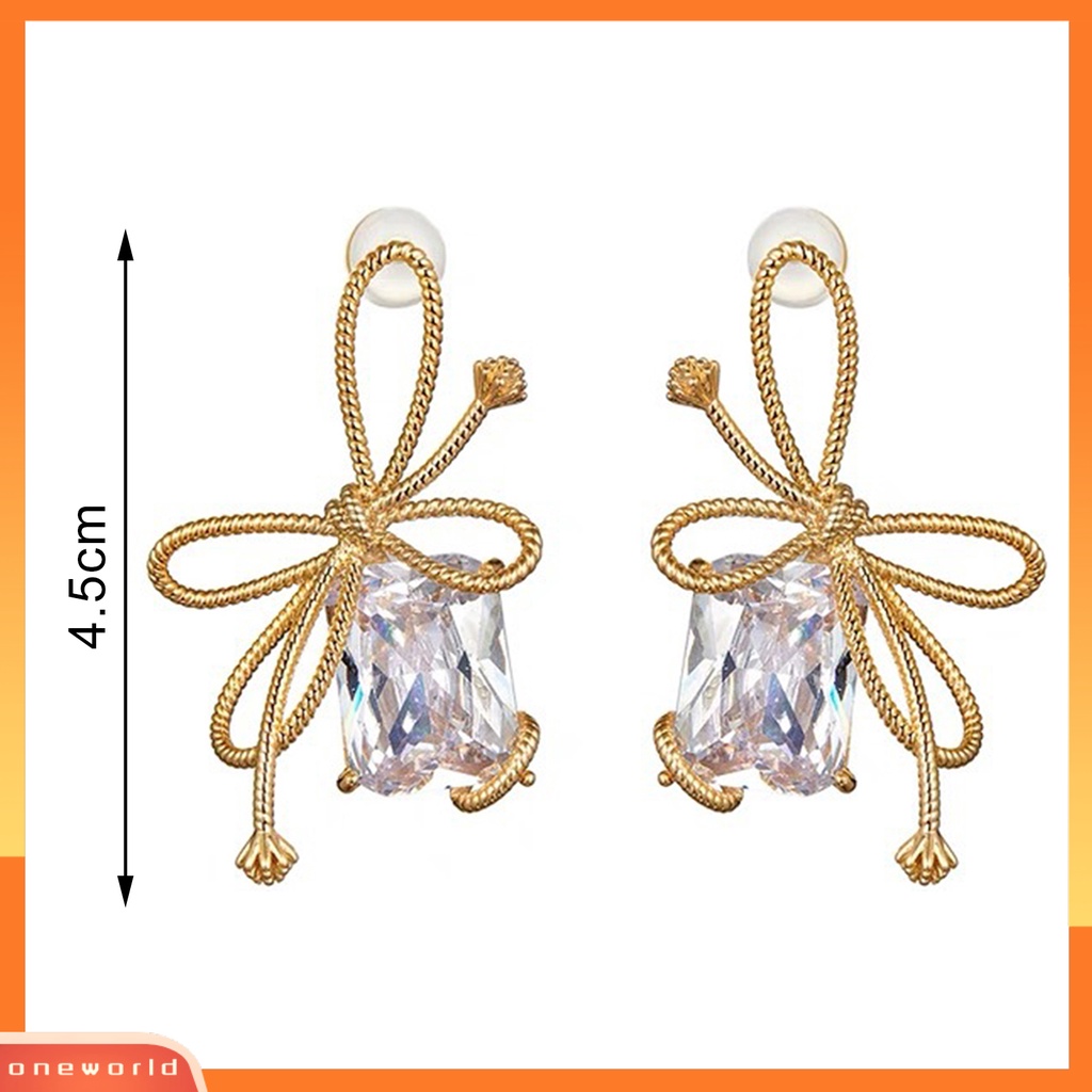 [WOD] 1pasang Anting Ikatan Simpul Trendy Menawan Alloy Wanita Elegan Glitter Geometris Anting Besar Untuk Pesta